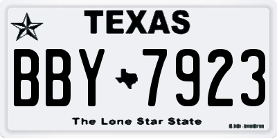 TX license plate BBY7923