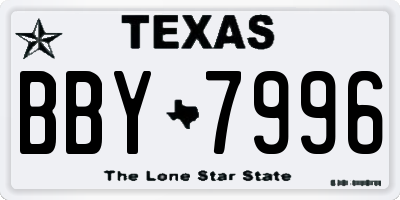 TX license plate BBY7996