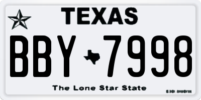 TX license plate BBY7998