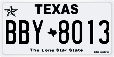 TX license plate BBY8013