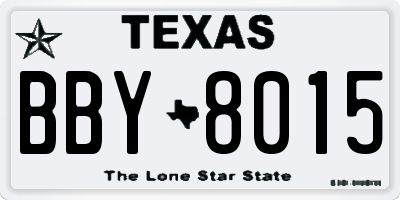 TX license plate BBY8015