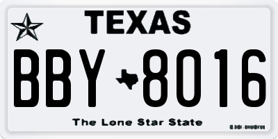 TX license plate BBY8016