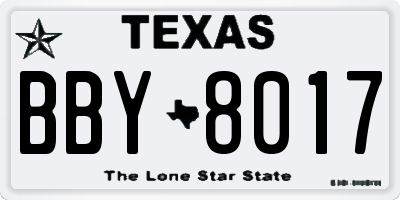 TX license plate BBY8017