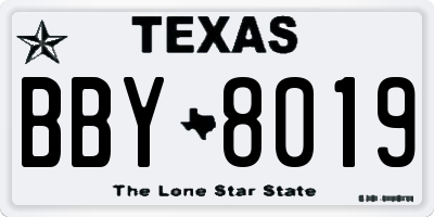 TX license plate BBY8019