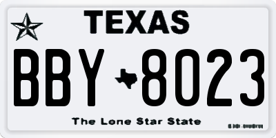TX license plate BBY8023