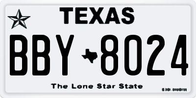 TX license plate BBY8024
