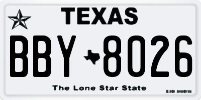 TX license plate BBY8026