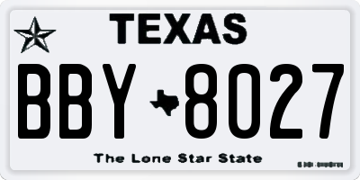TX license plate BBY8027