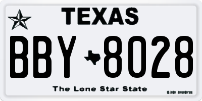 TX license plate BBY8028