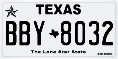 TX license plate BBY8032