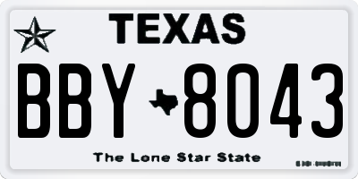 TX license plate BBY8043