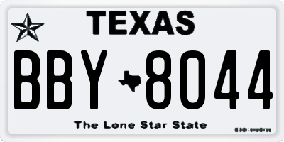 TX license plate BBY8044