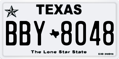 TX license plate BBY8048