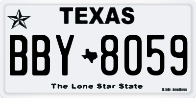 TX license plate BBY8059