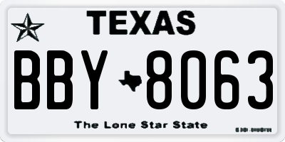 TX license plate BBY8063