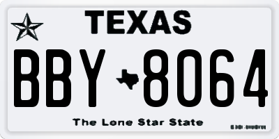 TX license plate BBY8064
