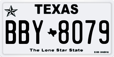 TX license plate BBY8079