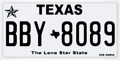 TX license plate BBY8089