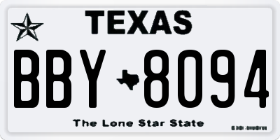 TX license plate BBY8094