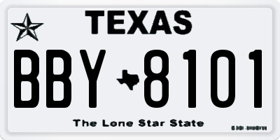 TX license plate BBY8101