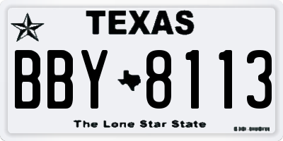 TX license plate BBY8113