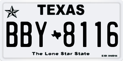 TX license plate BBY8116