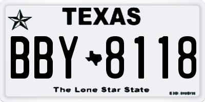 TX license plate BBY8118