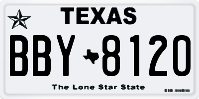 TX license plate BBY8120