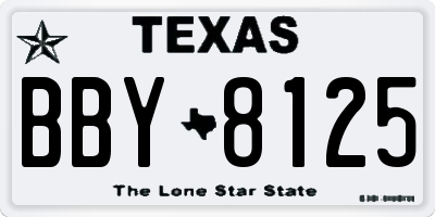 TX license plate BBY8125