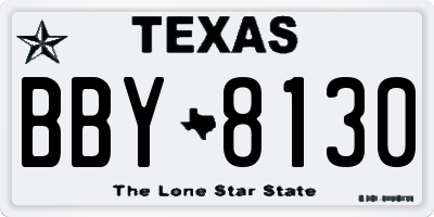 TX license plate BBY8130