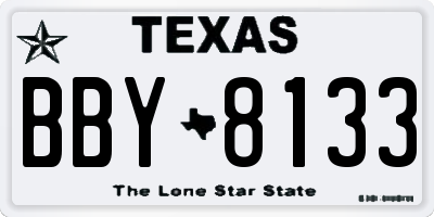 TX license plate BBY8133