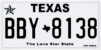 TX license plate BBY8138