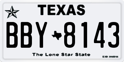 TX license plate BBY8143