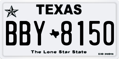 TX license plate BBY8150