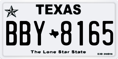 TX license plate BBY8165