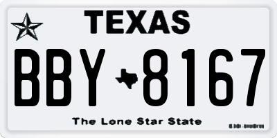 TX license plate BBY8167