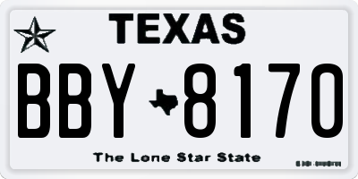 TX license plate BBY8170