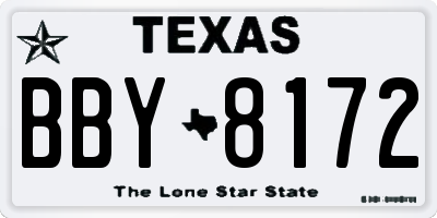 TX license plate BBY8172