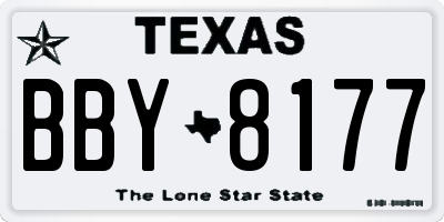 TX license plate BBY8177