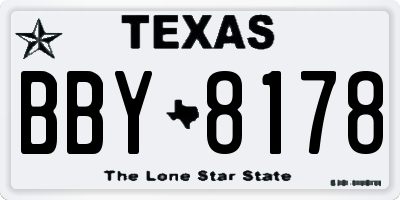 TX license plate BBY8178