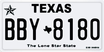 TX license plate BBY8180