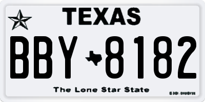 TX license plate BBY8182