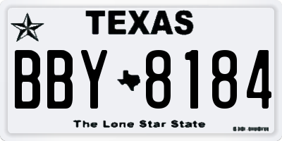 TX license plate BBY8184
