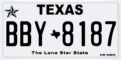 TX license plate BBY8187