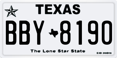TX license plate BBY8190