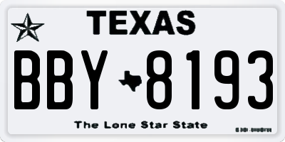 TX license plate BBY8193