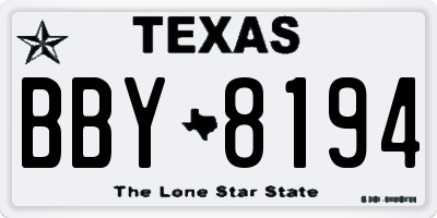 TX license plate BBY8194