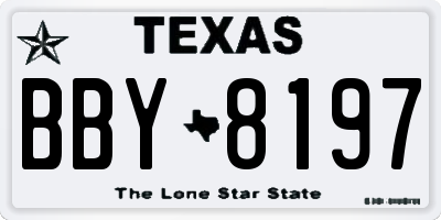 TX license plate BBY8197