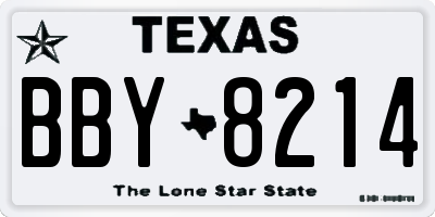 TX license plate BBY8214