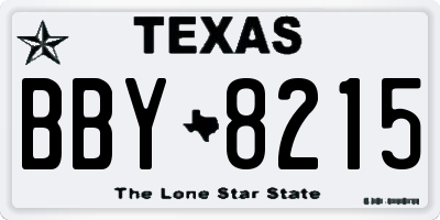 TX license plate BBY8215